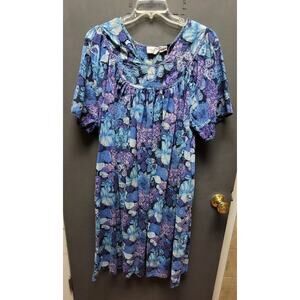 Vintage Phases large short sleeve floral housedress pockets cozy cotton kaftan